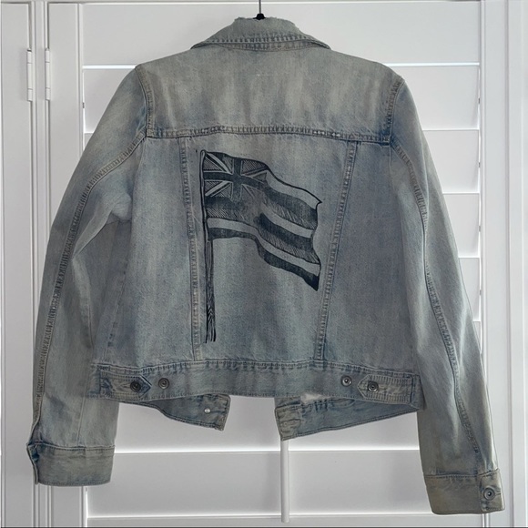 STYLUS Jackets & Coats Hae Hawaii Block Print Stamp Jean Jacket